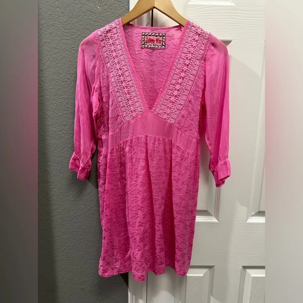 Johnny Was Pink Tunic Dress Size Small